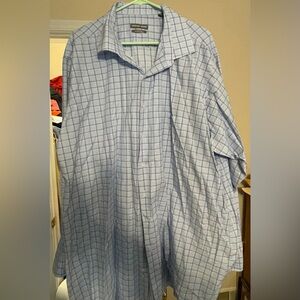 Geoffrey Beene Blue Checkered Dress Shirt